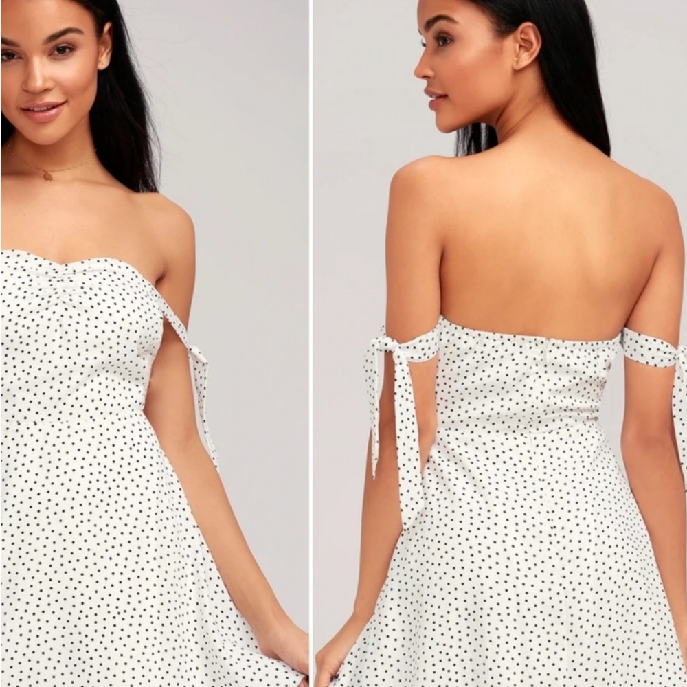Lulu's Twirl Me Around Off Shoulder Skater Dress Size L